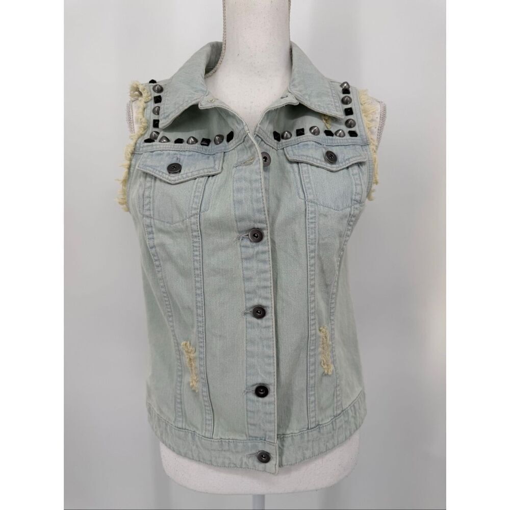 Giani Bini Studded Denim Vest Medium